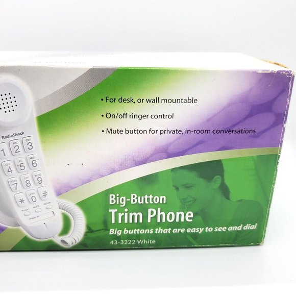 RadioShack Big Button Trim Phone, Corded Desk White Large Buttons Easy to See - Picture 3 of 7